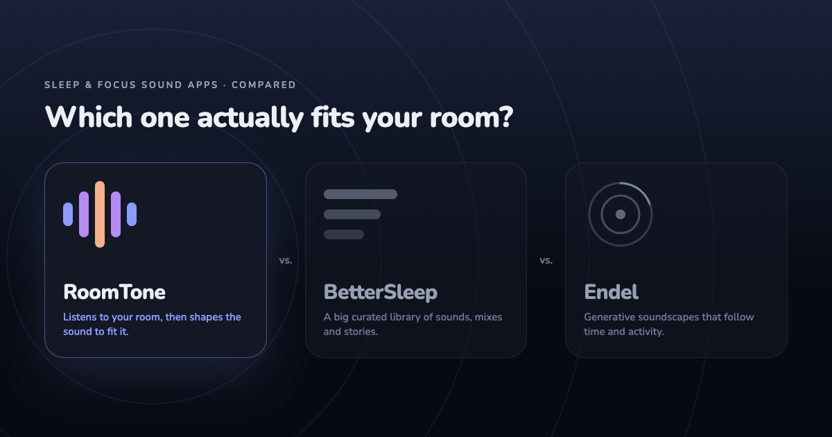RoomTone vs. BetterSleep vs. Endel: What’s Actually Different